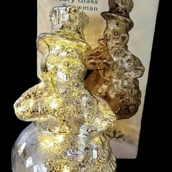 Glass Snowman Figurine with LED Lights - Picture 2 of 7